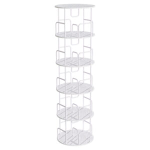 Rotating Bookshelf Tower 5 Tier Spinning Bookcase  Revolving 360 Book Shelf Narrow Tall Bookcase  Vertical Turning Round Storage Bookshelf  Book Shelf Organizer For Bedroom  Living Room  White