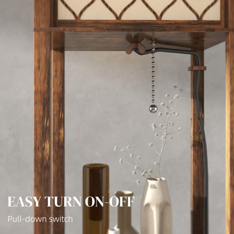 Three-Shelf Standing Lamp - Rustic Brown White