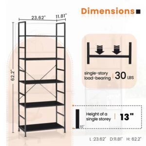 5 Tiers Bookshelf, Classically Modern Book Shelf, Book Rack, Storage Rack Shelves In Living Room&Home&Office