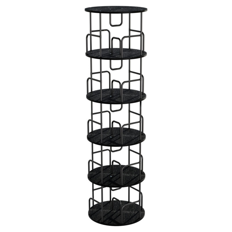 Rotating Bookshelf Tower 5 Tier  Spinning Bookcase  Revolving 360 Book Shelf Narrow Tall Bookcase  Vertical Turning Round Storage Bookshelf  Book Shelf Organizer For Bedroom  Living Room  Black