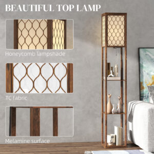 Three-Shelf Standing Lamp - Rustic Brown White
