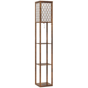 Three-Shelf Standing Lamp - Rustic Brown White