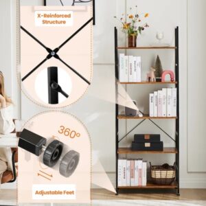 5 Tiers Bookshelf, Classically Modern Book Shelf, Book Rack, Storage Rack Shelves In Living Room&Home&Office