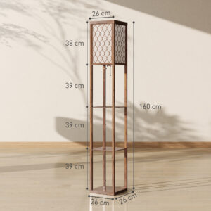Three-Shelf Standing Lamp - Rustic Brown White